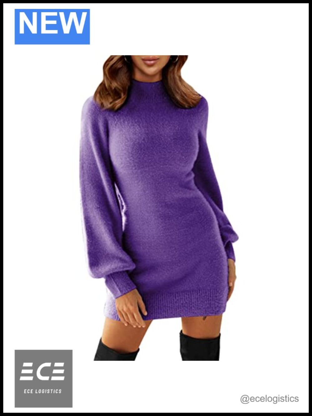 Women Long Sleeve Turtleneck Bodycon Sweater Dress Mini Club Night Out